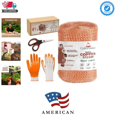 Control de malla de cobre para roedores, 5 pulgadas x 36 pies - Rollo de malla de cobre a prueba de herrumbre para roedores... Foto 1 de 4