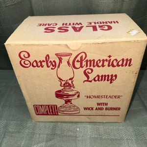 Vtg Early American Lamp Homesteader w Wick & Burner Clear New In Box Fast Ship - Picture 1 of 9