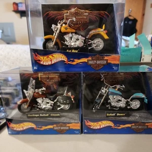 Lot Of 3 Harley Davidson Hot Wheels 1:18 Diecast 2001 Full Set BRAND NEW IN BOX - Picture 1 of 5