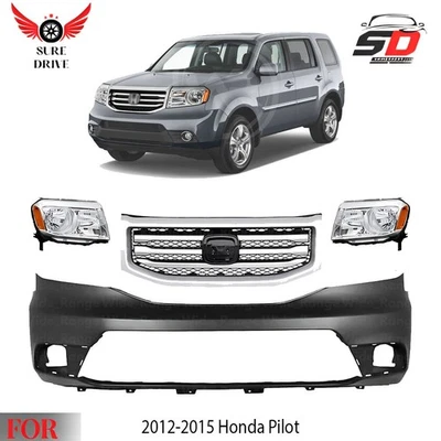 Front Bumper Cover Fascia Paintable & Grille Assembly For 2012-2015 Honda Pilot Foto 1 de 4