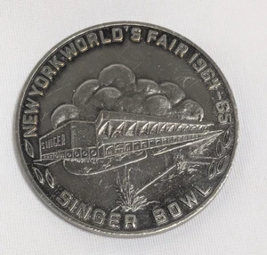 1964-1965 Feria Mundial de Nueva York Cantante Tazón Peltre Nuevo para Mañana Medalla Moneda - Imagen 1 de 9
