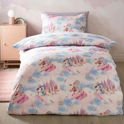 Unicorn Duvet Cover Catherine Lansfield Girl Single Quilt Bedding Set Candy Pink - Image 1 of 4
