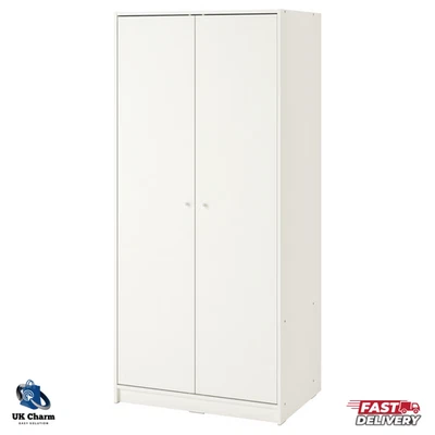 IKEA KLEPPSTAD Wardrobe 2 Door White Bedroom Storage Cupboard Modern 79x176 cm - Image 1 of 4