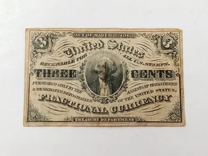 1863 3¢ Cents Third Issue U.S. Fractional Currency (Read Description) - Picture 1 of 6