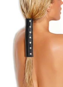 sexy ELEGANT MOMENTS leather METAL nail HEADS studded HAIR glove PONYTAIL holder - Picture 1 of 2