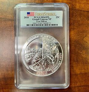 2010 Grand Canyon NP Silver 5 OZ 25C MS69PL Proof Like PCGS ATB First Strike