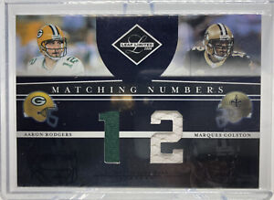 Aaron Rodgers Marques Colston 2008 Leaf Limited Matching Numbers Jerseys #d /100