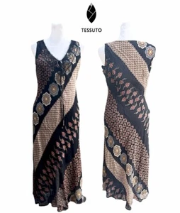 TESSUTO Maxi long V neck abstract lace front Dress size S - Picture 1 of 4