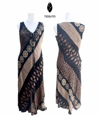 TESSUTO Maxi long V neck abstract lace front Dress size S - Image 1 of 4
