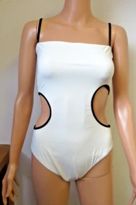 EVARAE Sasha Traje de Baño de Una Pieza Blanco Azúcar/Negro Reino Unido 8/10 - Nuevo/Etiqueta - Imagen 1 de 5