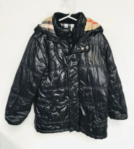 Burberry Toddler Little Kids Black Check Lined Hooded winter Puffer Coat Jacket - Picture 1 of 10