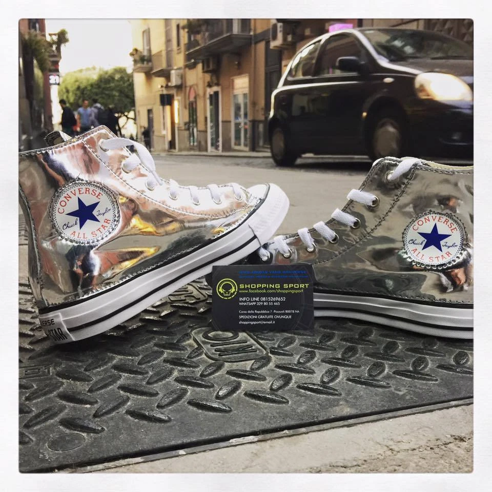 Converse All star Personalizzate con tessuto Argento specchiato Clean  - Immagine 1 di 4