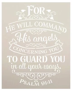 Bible Verse Stencil for DIY Home Decor | Psalm 91:11 | Faith & Inspiration - Picture 1 of 1
