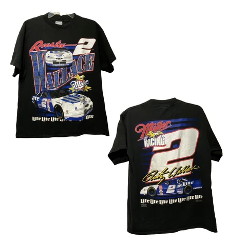 Vintage Rusty Wallace All Over Print T Shirt Large Miller Lite NASCAR Cover