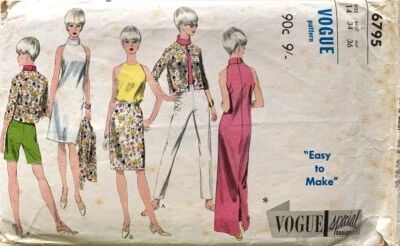 Vintage 1960s Easy Vogue 6795 Misses Dress Skirt Shorts Pants Top Sz 12 Bust 34" - Image 1 of 2