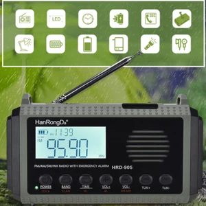 10000MAh Solar Hand Crank Emergency Weather Radio SOS Alarm for Outdoor Survival - Imagen 1 de 7
