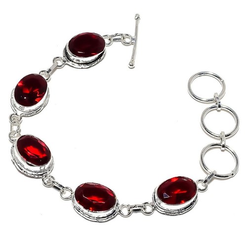 VALENTINO Bracciale in argento sterling 925 con pietre preziose granato 7 8" J990