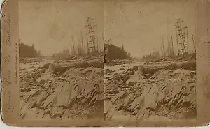 1882 St Louis Flood Disaster Mississippi River? Cabinet Size Stereoview - Picture 1 of 2