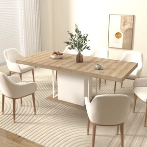 Rectangle extendable dining table for 6-10 people aged effect wood 160-200 cm - Picture 1 of 11