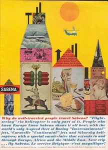 1960 Sabena Belgian World Airlines Caravelle Continental Jet PRINT AD - Picture 1 of 1