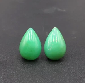 Cabujón crisoprasa natural, forma de pera, par de piedras preciosas crisoprasa 12,10 quilates - Imagen 1 de 4