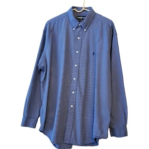 Ralph Lauren Blake Langarm Hemd mit Knopfleiste blau weiß kariert Herren Gr. XL - Bild 1 von 10