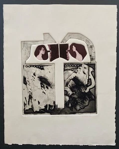 Howard Ikemoto Kunstdruck 2 Figuren 1966 Japanisch A//P Expressionist - Bild 1 von 11