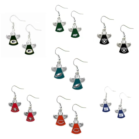 AMINCO NFL Dangle Angel Earrings PICK YOUR TEAM Cover