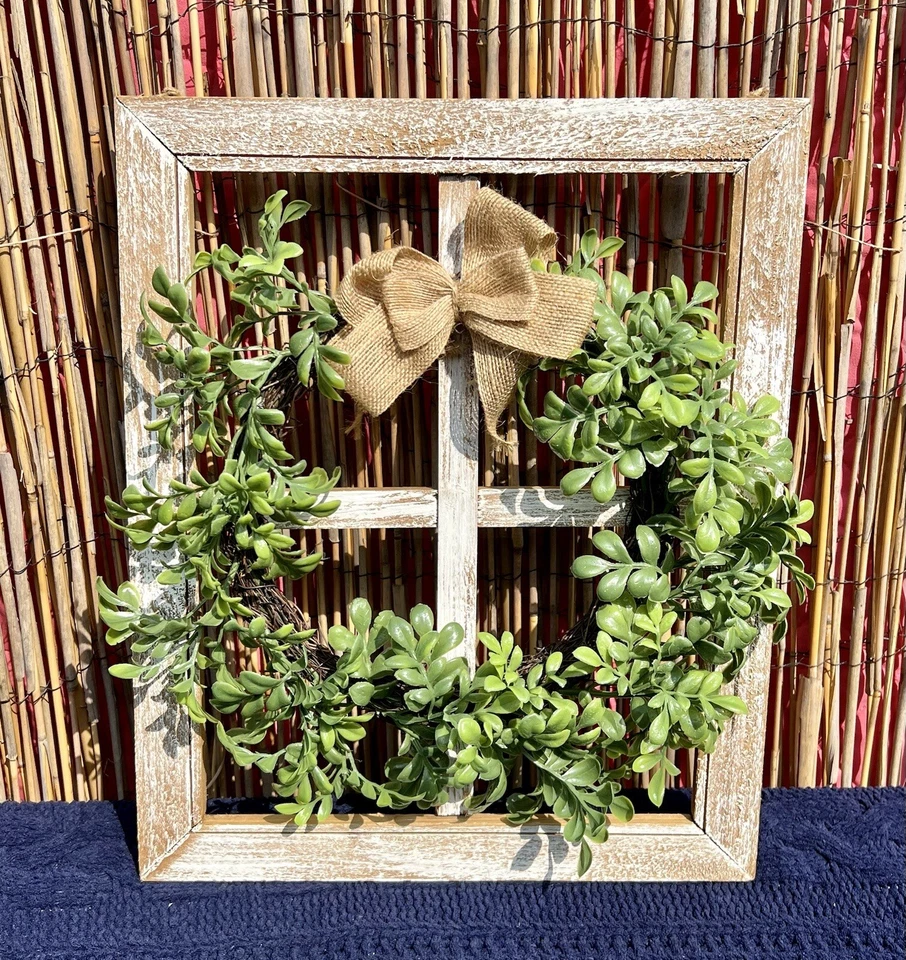 Corona de ventana rústica marco de madera con corona decoración de pared/puerta, granja boho Foto 1 de 4