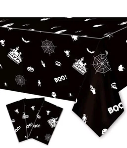 3 pcs Halloween Disposable Plastic Waterproof Table Cover Tablecloth 108 × 54 in - Picture 1 of 3