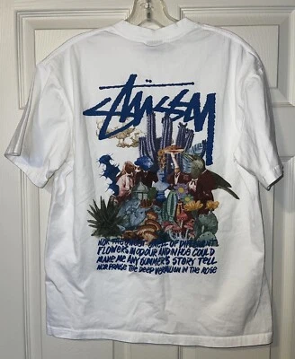 Редкая психоделическая футболка Stussy с большим логотипом белая многоцветная размер M - Изображение 1 из 4