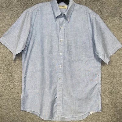 VTG LL Bean Shirt Men's Sz 16 Blue Chambray Oxford OCBD Short Sleeve Button Down - Image 1 of 4