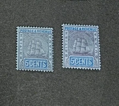 BRITISH GUIANA 1905 5c SG 243 243a  Sc 163 163a MLH  - Image 1 of 2