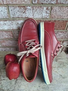 Martin Dingman Country Wear Red Leather Men 11 Deck Boat Shoe's Blue Vibram Sole - Imagen 1 de 23