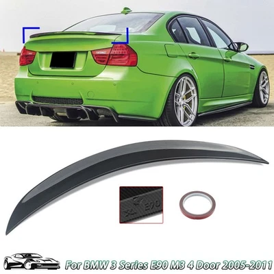 Carbon Look For BMW 3Series E90 M3 2005-2011 Rear Trunk Spoiler Lip MP Style Foto 1 de 4
