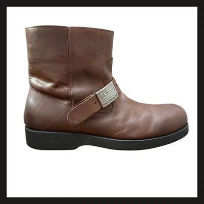 Polo Ralph Lauren Polo Hombre Cuero Ingeniero Moto Botas 11.5D Marrón Cremallera Correa Foto 1 de 4