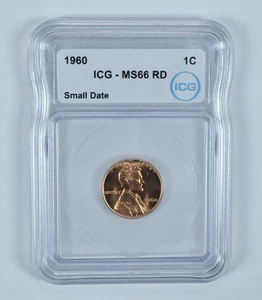 1960 Lincoln Memorial Cent Small Date MS66 RD ICG *7641 - Picture 1 of 5