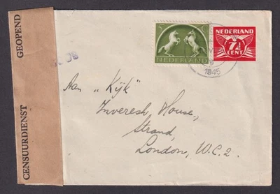 NETHERLANDS 1945, Censored pre-stamped cover to London - Image 1 of 3