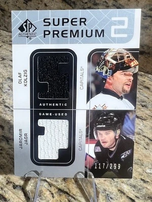 2002-03 SP Authentic SUPER PREMIUM 2 Jersey JAROMIR JAGR OLAF KOLZIG /299 - Image 1 of 3