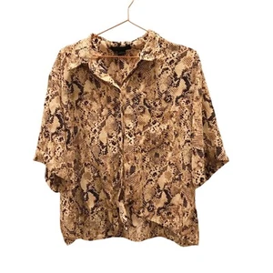 Sanctuary Snakeskin Print Tie Front Shirt Blouse Size Large - Picture 1 of 6