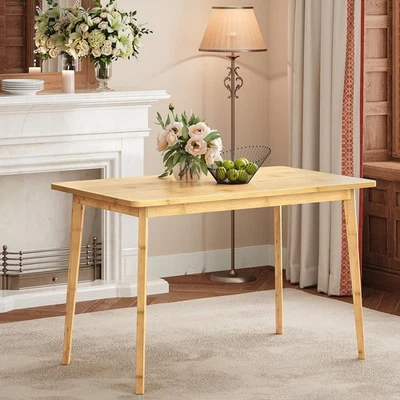 Mesa de Comedor, Mesa de Comedor de Bambú para 4-6, 47.2" Mesa de Cocina Rectangular... Foto 1 de 4