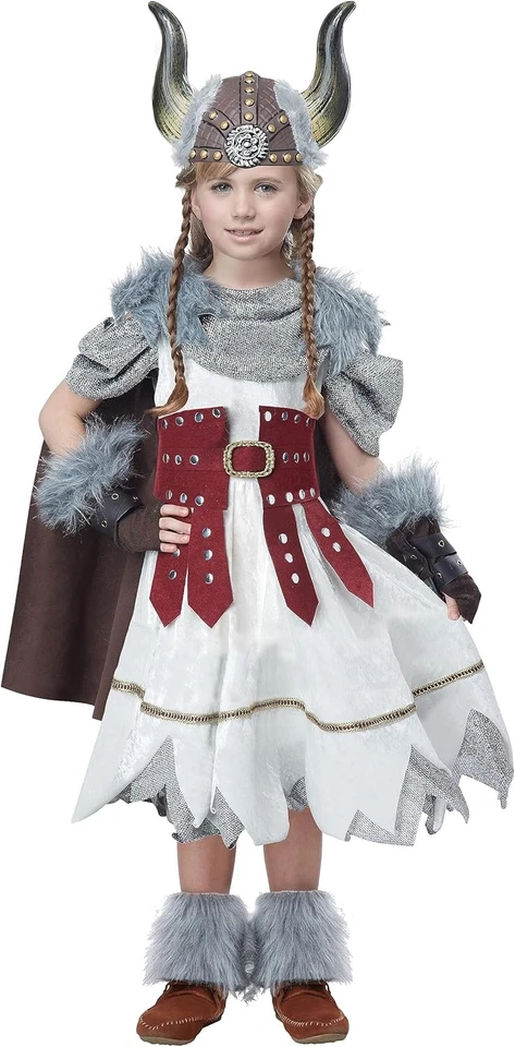 Valorous Viking Girl Warrior Princess Queen Fancy Dress Halloween Child Costume - Image 1 of 3