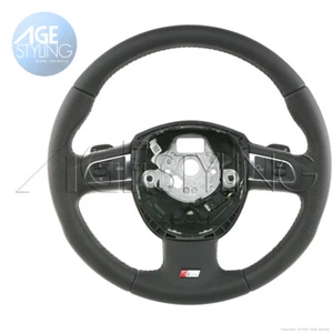 Audi A4 A5 A6 A8 Q7 8T0 8K0 S-Line Leather Steering Wheel w Gear Paddle Shifters - Picture 1 of 2