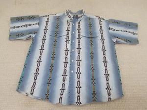Vintage Panhandle Slim Hemd Herren Large Blau Western Wear Kurzarm Perlen Druckknopf - Bild 1 von 14