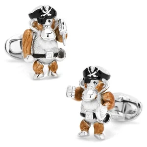 Moving Monkey Pirate with Hat and Sword Cufflinks - Picture 1 of 3