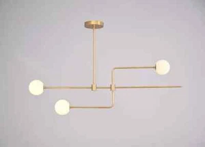 3 Light Globe Stilnovo Style Brass FinishSputnik chandelier Fixture Ceiling Lamp - Picture 1 of 5
