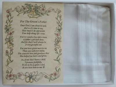 Father Dad Groom Son Hankie Handkerchief Wedding Poem Gift Keepsake Favor BH131 - Image 1 of 3