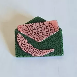 Lea Stein Brooch - Envelope And Feather - Rare Vintage Retro Genuine - Picture 1 of 8