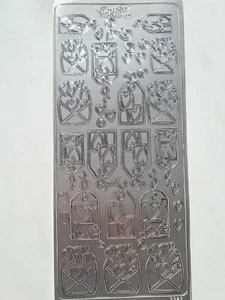Peel Off Craft Stickers Sheet Silver Heart Envelope Outline Love Card Making - Picture 1 of 3