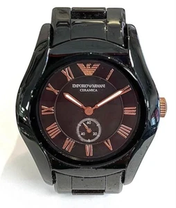 EMPORIO ARMANI CERAMICA WATCH BLACK LINKS AND CASE FROM ESTATE - AR-1412-111105 - Picture 1 of 5